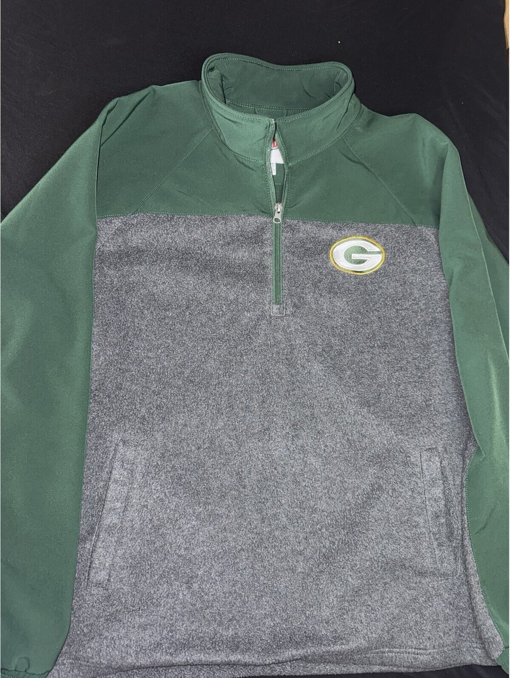 Green Bay Packers NFL Team 1/4 Zip Fleece Pullover Jacket • Men’s Sz XL